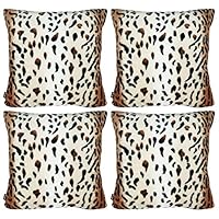 Faylapa 4 Pack Soft Plush Leopard Print Pillow Covers,Animal Theme Print Faux Fur Decorative Throw Pillowcase Home Decor Cushion Cover 18×18 Inches (45×45cm)(Case ONLY)