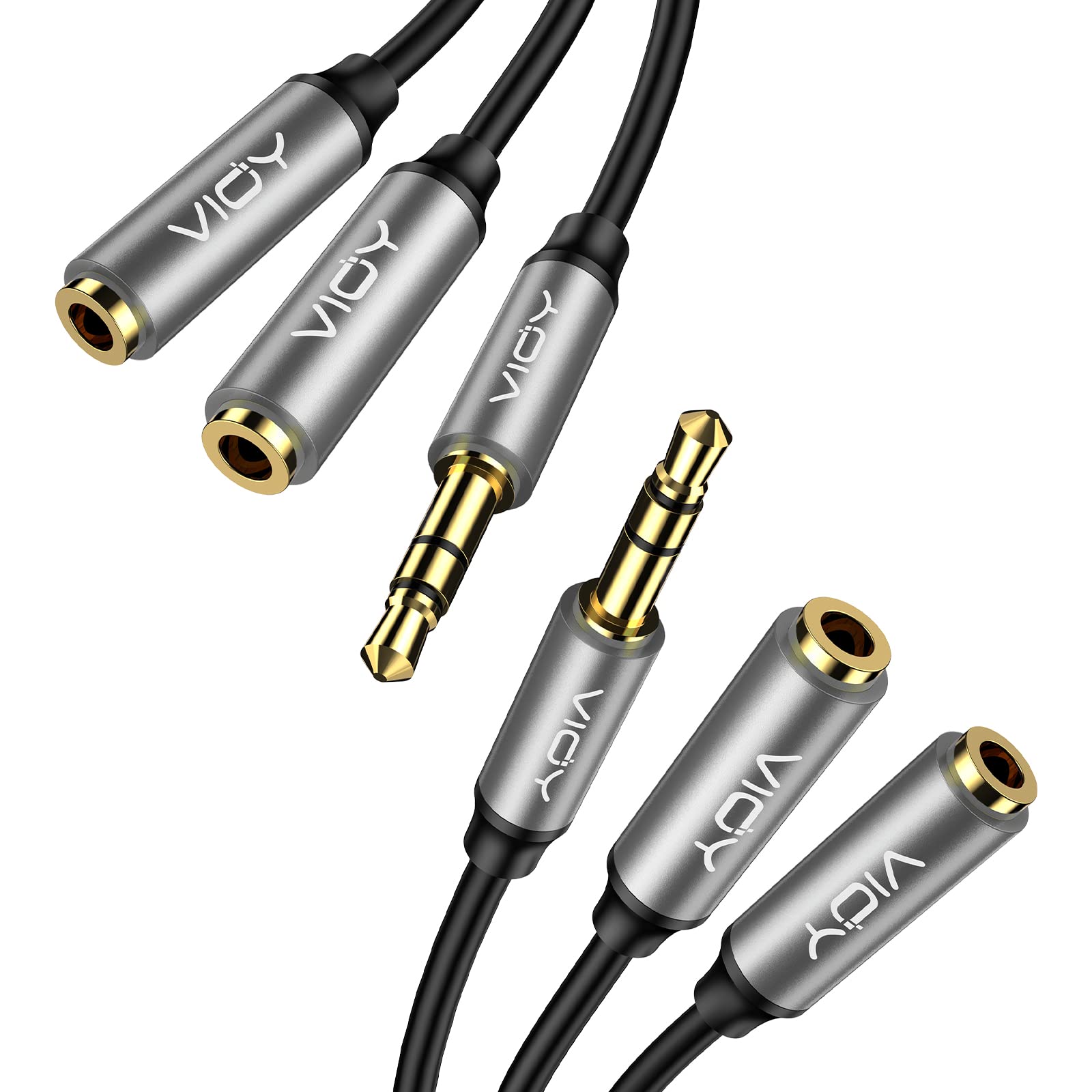 VIOY Headphone Splitter - 2 Pack, 2 Way Audio Splitter Cable, Male to Female, Dual Earphone Extender