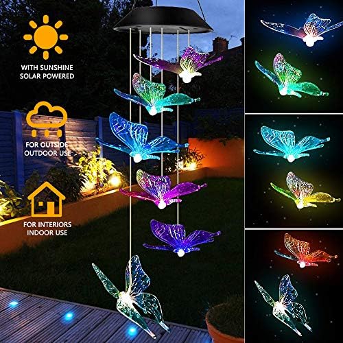 Solar Wind Chime Outdoor, Led Solar Powered Wind Chimes, Waterproof Wind Mobile Solar Lights for Home/Party/Yard/Garden Decoration