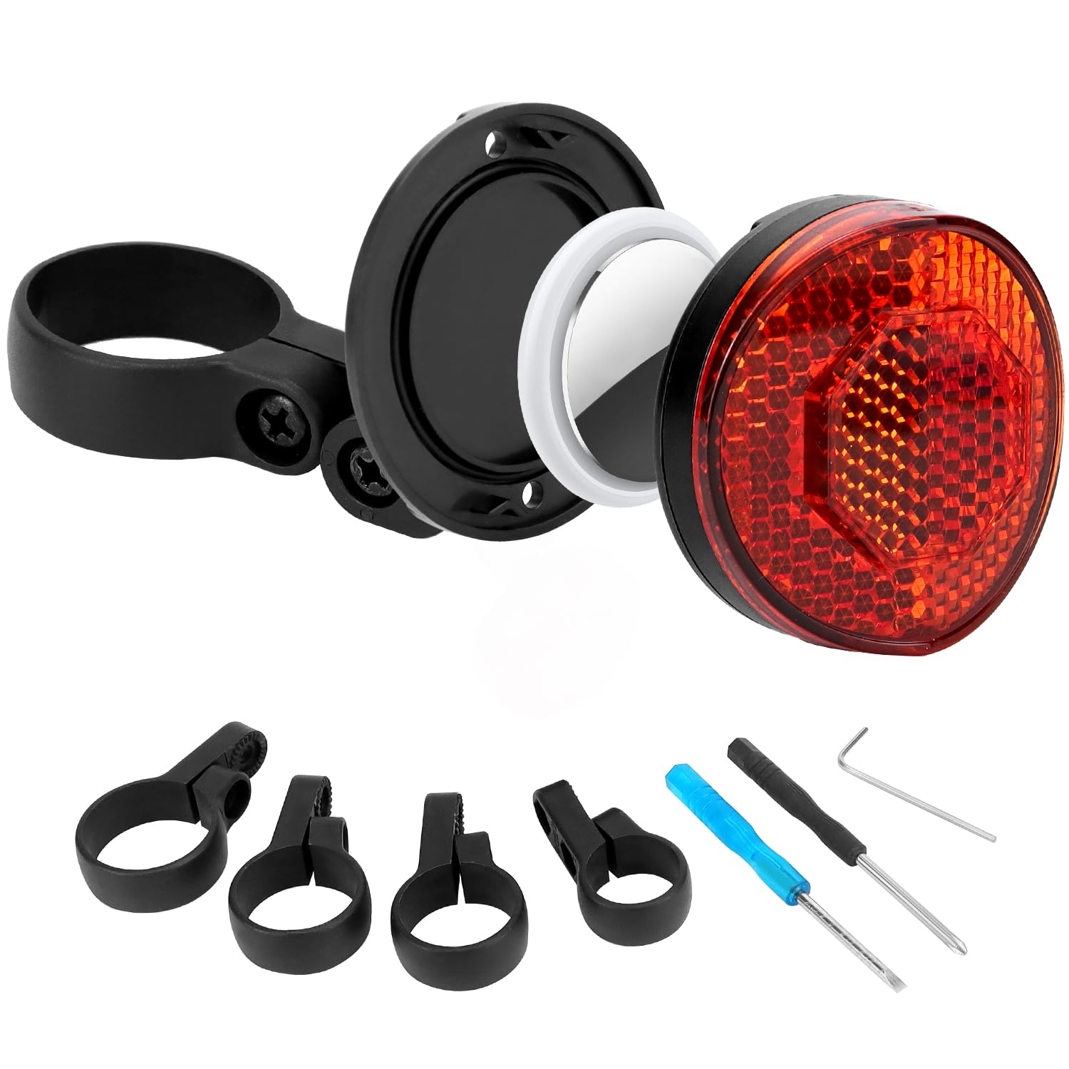 QWORK® Bicycle Rear Reflector, Bicycle Reflector with High Reflectivity, Waterproof Reflector Holder for Bicycles Bike Mount Compatible with Apple AirTag