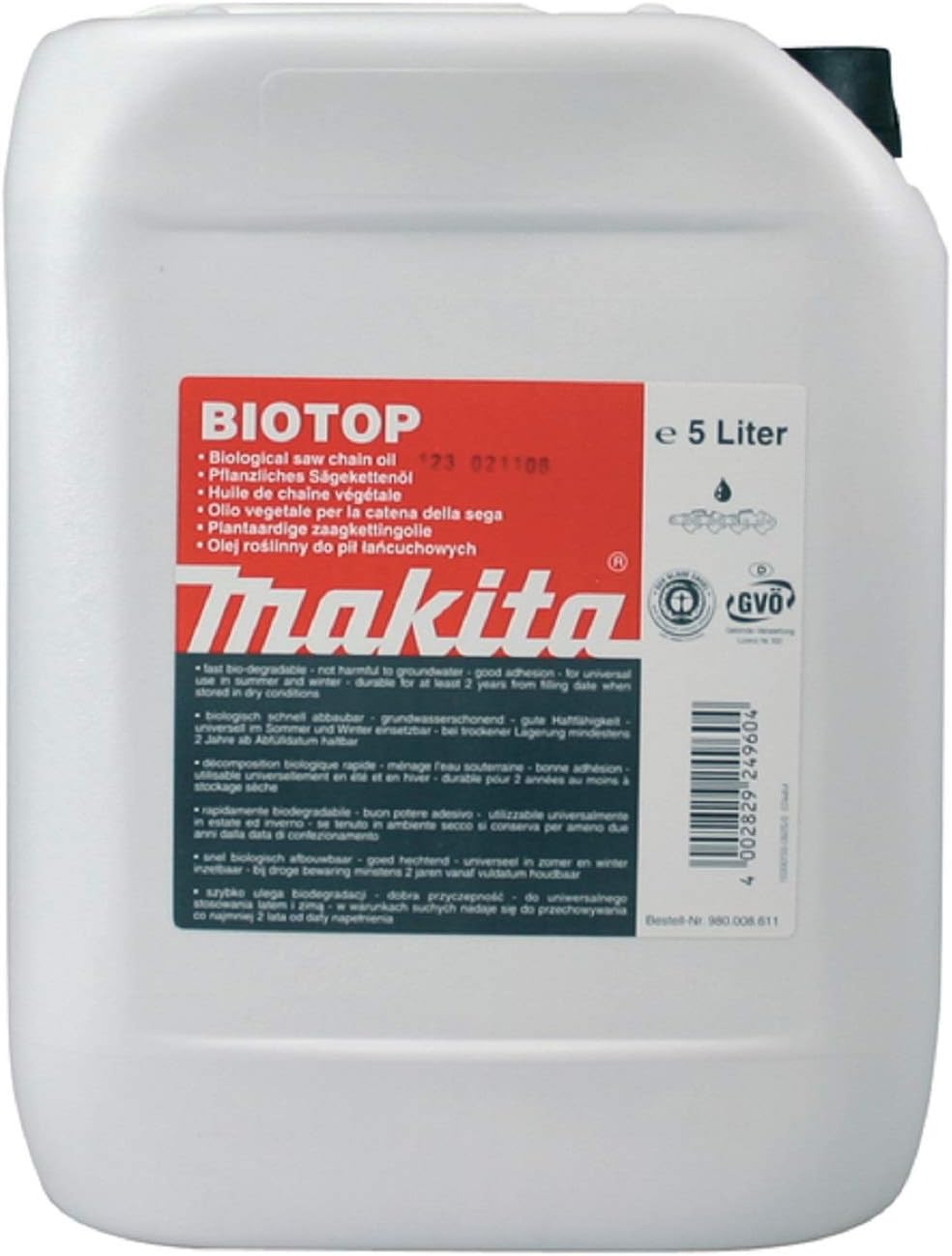 Makita 980008611 5 Litre Bio Top Chain Oil - Multi-Colour