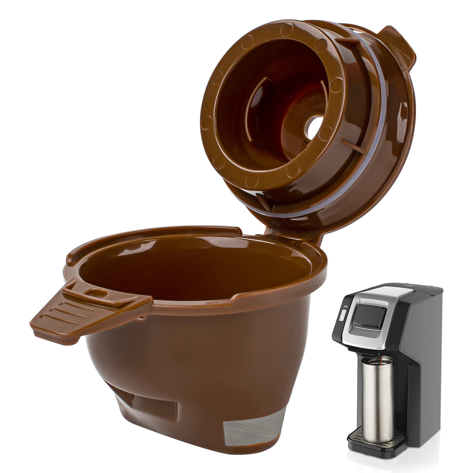 Single Serving Ground Coffee Brew Filter/Holder Basket for Hamilton beach flexbrew replacement parts 49957 49974 49976 49979 49957 49954 49947 49940 49950 49966 49968 Reusable coffee filter Brown (1)