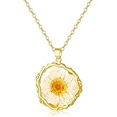 Hefestus Real Pressed Flower Necklace for Women, Handmade Boho Chic Dangle Design, Unique Floral Jewelry, Cute and Thoughtful Gift for Christmas, Valentine’s & Mother’s Day