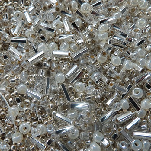 Bead ConceptsTM ½Lb Mix Czech Glass Seed Beads in Assorted Sizes - For All Your Jewelry Making Imaginations (White Mix)