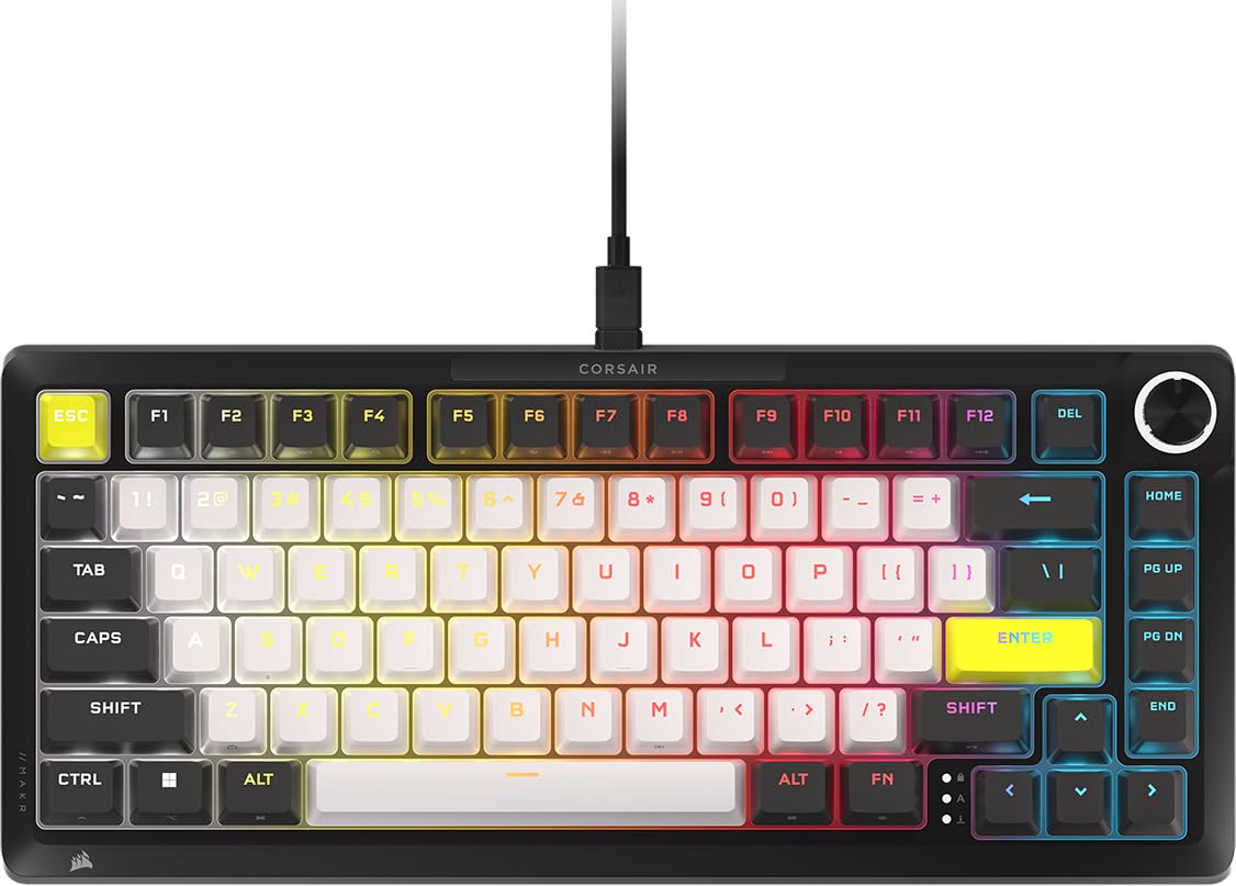 Corsair MAKR PRO 75 Hall Effect DIY Wired Magnetic Mechanical Gaming Keyboard – 75% Layout, MGX Hyperdrive Switches, Dual Actuation, Rapid Trigger, FlashTap SOCD, 8,000Hz, US Layout – Black