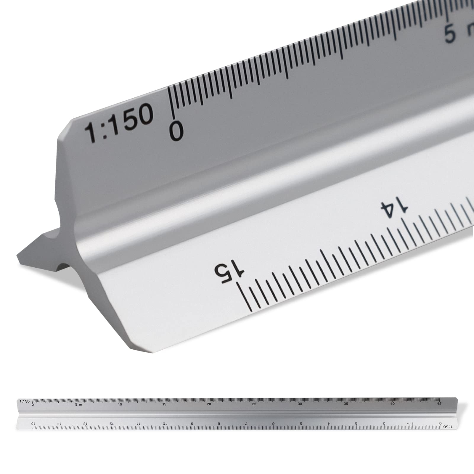 30cm Triangular Scale Ruler, SZXMDKH Metal Ruler for Architects, 1:20, 1:25, 1:50, 1:75, 1:100, 1:150 (Silver)