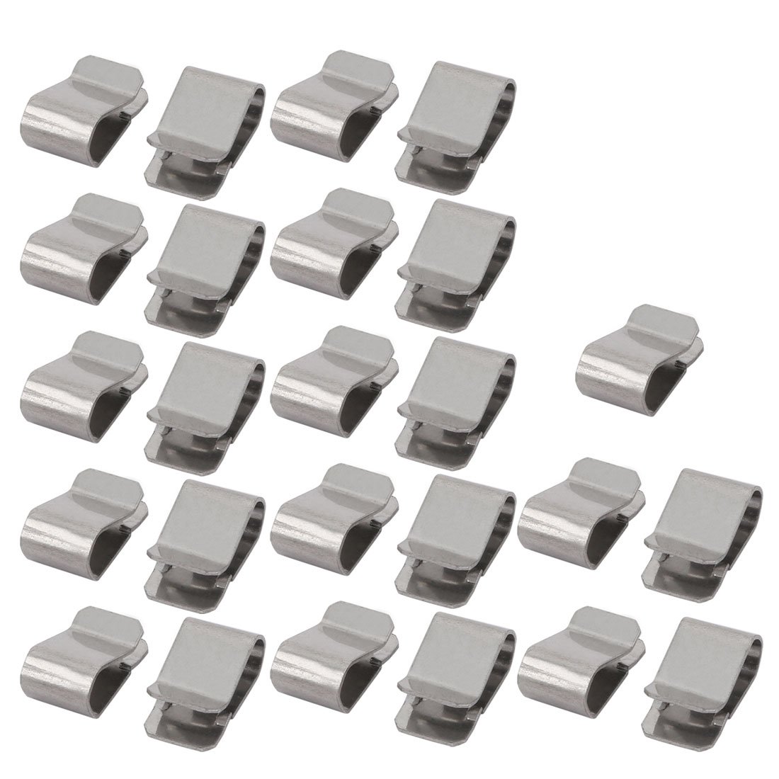 sourcing map 25pcs 21mmx12mm 304 Stainless Steel U Clip Silver Tone for 3.5mm Pipe