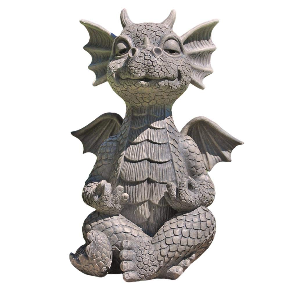 Tianbi MystiCalls Garden Dragon Meditated Statue, Resin Dragon Statue Zen Yoga Dragon Ornament Outdoor Yard Decoration, for Dragon Lovers,Collecter,Family and Friends