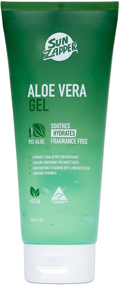 Sun Zapper Aloe Vera After Sun Gel 95% Aloe Sunburn Relief Hydrating 200ml