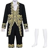CAMDOM Mens Victorian Costume Suit Medieval Rococo Court Style Prince Cosplay Outfit Set Cosplay Fancy Dress