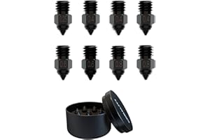 KOYOFEI Creality 8PCS High-end Hardened Steel Nozzle Kit, 0.25, 0.4, 0.6, 0.8mm High Hardness and Wear Resistance Nozzles for Ender-3/3 Pro/V2/Neo/Max/S1, Ender 5/Pro/Plus, CR-6 SE, CR-10 3D Printers