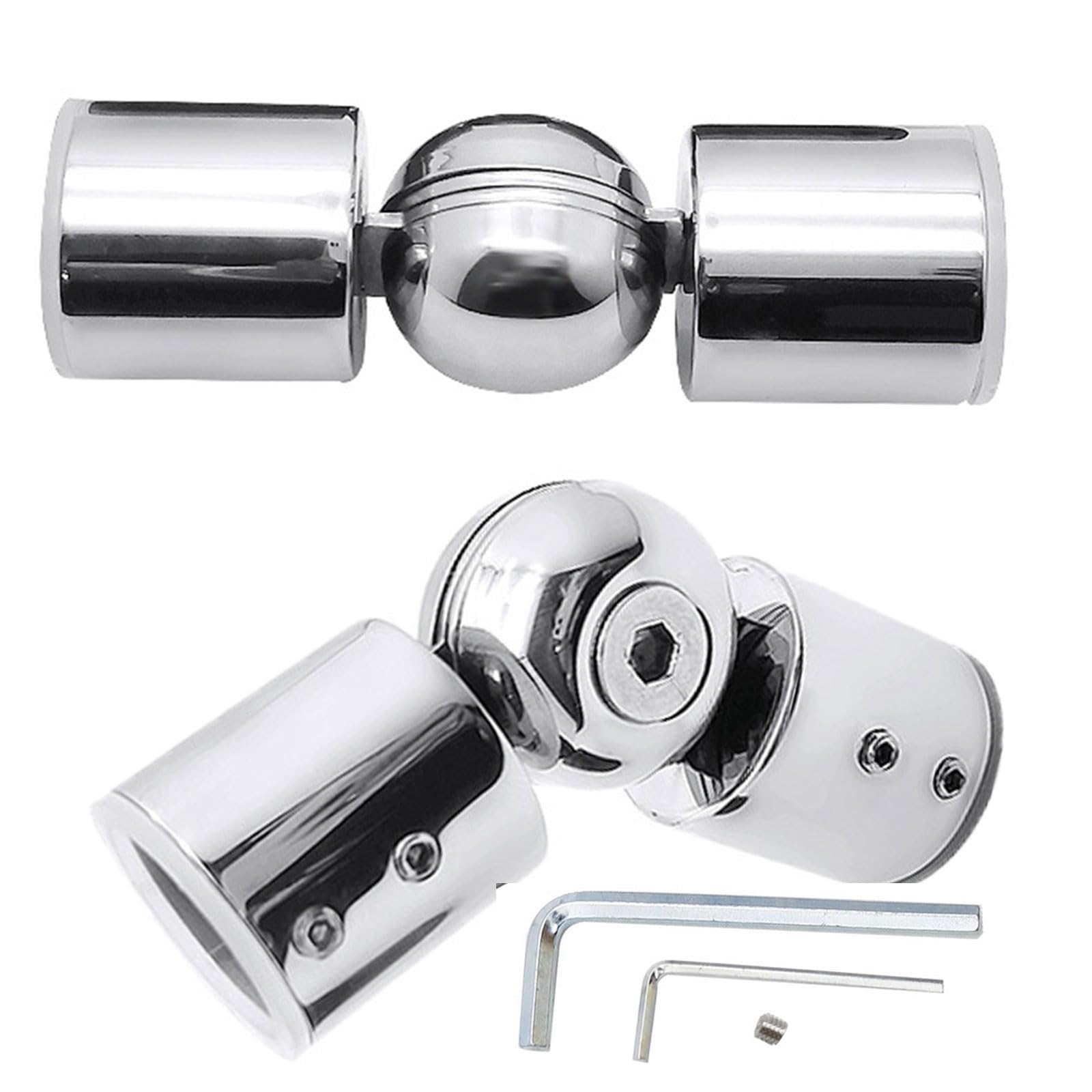 rflaueo Hinged Elbow Connector for Bay Window Curtain Rod - Stainless Steel Heavy Duty Adjustable 90 to 180 Degrees (U203-2, 2pcs)