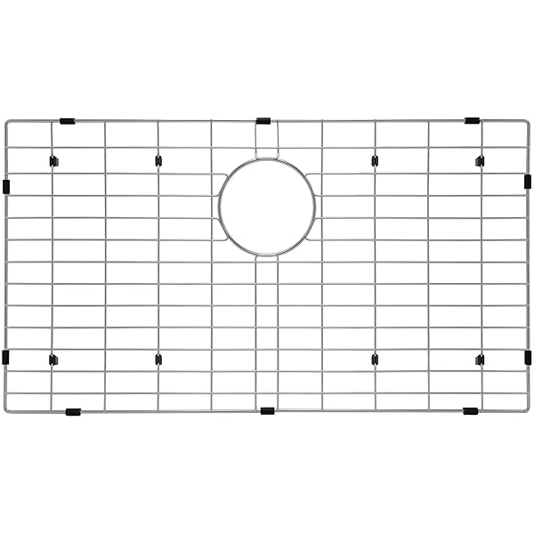 SANYCASA STAINLESS STEEL KITCHEN SINK GRID – 26-3/8” X 14-5/8” SINK PROTECTOR FOR SINGLE BOWL SINKS – REAR DRAIN LOCATION, DURABLE SINK GRATE & DRYING RACK FOR GLASSWARE