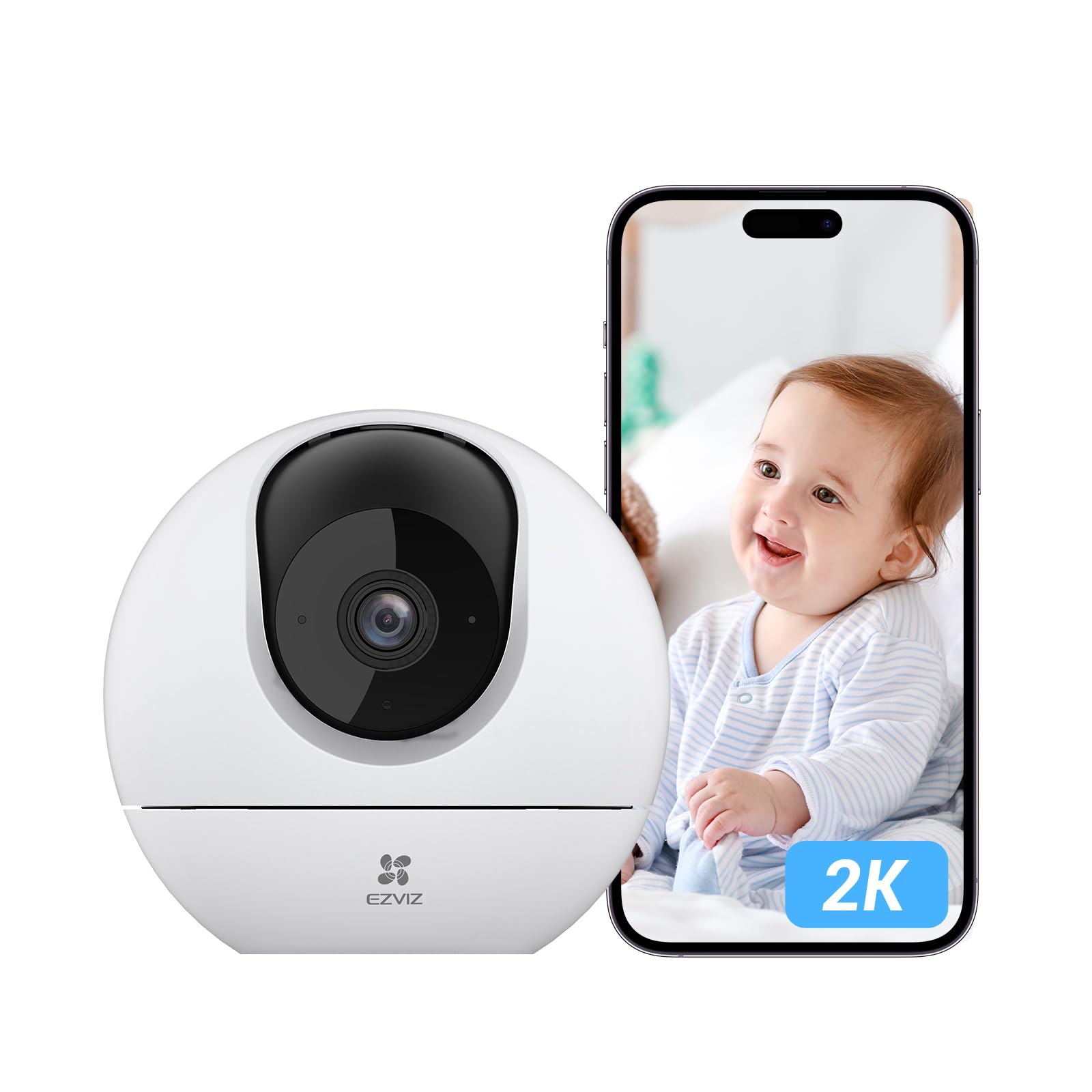 EZVIZ 2K Indoor Wifi Camera No Monthly Fee, 512GB Supports, Starlight Colour Night Vision, Human Detection, 360°, Auto Tracking, Two Way Talk, Privacy Mode, Google Control, C6c 3MP