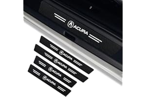 BREZO Compatible with Acur Logo ILX TLX RLX RDX Mdx Door Step Scuff Plate,Carbon Fiber Car Door Steps Covers Scratch Pad 4PCS Self-Adhesive Car Door Sill Protector Accessories（Set of 4）