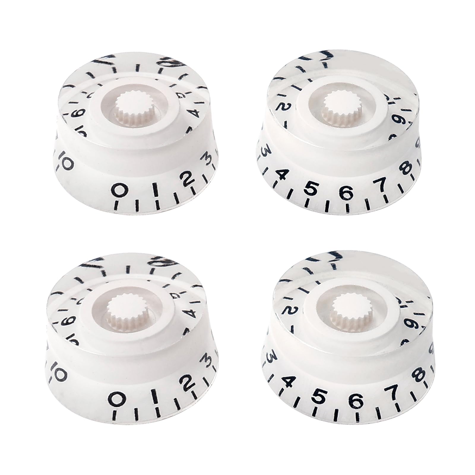Banworks '60s Style Electric Guitar Control Knobs 2 Tone 2 Volume Speed Knobs Top Hat Metric 6mm (15/64") 18-Spline for Epiphone Les Paul SG Electric Guitars Pack of 4 JT/XN-02 White Black Numbers