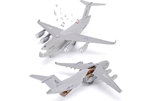 Crelloci Air Force Diecast Plane Toy with Lights & Sounds Pull Back, Grey Metal Military Model Airplane, Army Aircraft Fighter Toy, Play Vehicle for Kids Boys Toddlers Ages 3+