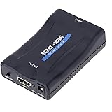 新しい　SCART HDMI 1080P 60Hz 350mAアップスケーラービデオオーディオコンバータアダプターブラック