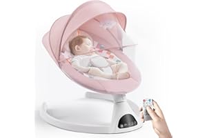 Jaoul Electric Baby Swing with Bluetooth, Remote Control, Music, 5 Swing Speeds, Harness - For Infants