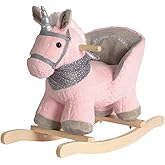 Rock My Baby Rocking Unicorn with Chair, Plush Stuffed Unicorn Rocker for Toddlers 1-3, Baby Rocker with Sweet Music, Wooden Ride-On Toy, (Pink Unicorn) CPC Certified