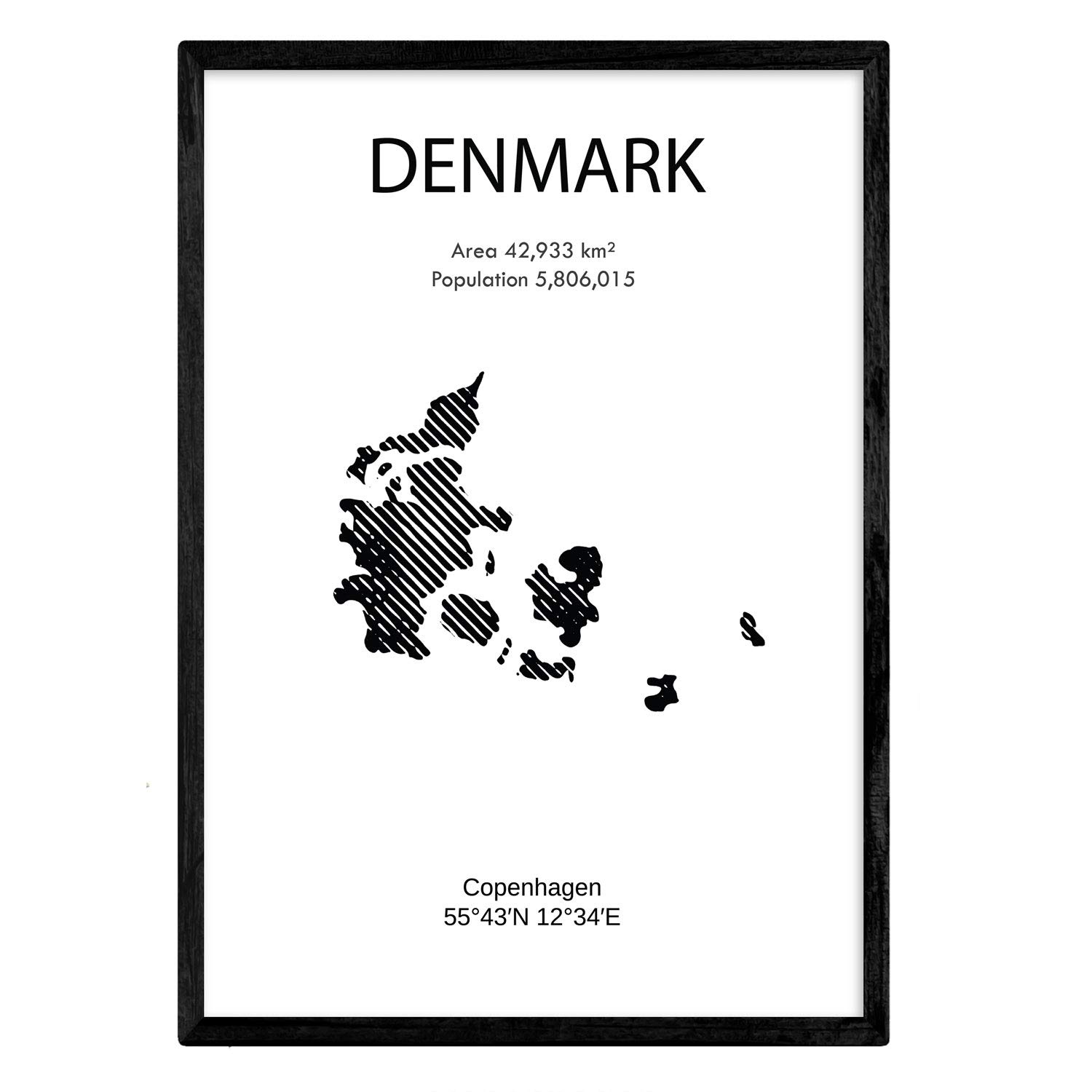 Nacnic Denmark Country & Continents Leaves A3 Poster