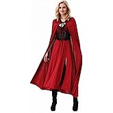 Colorful House Red Little Riding Hood Costume For Women, Christmas Halloween Party Dress with Cape Adult Role Playing