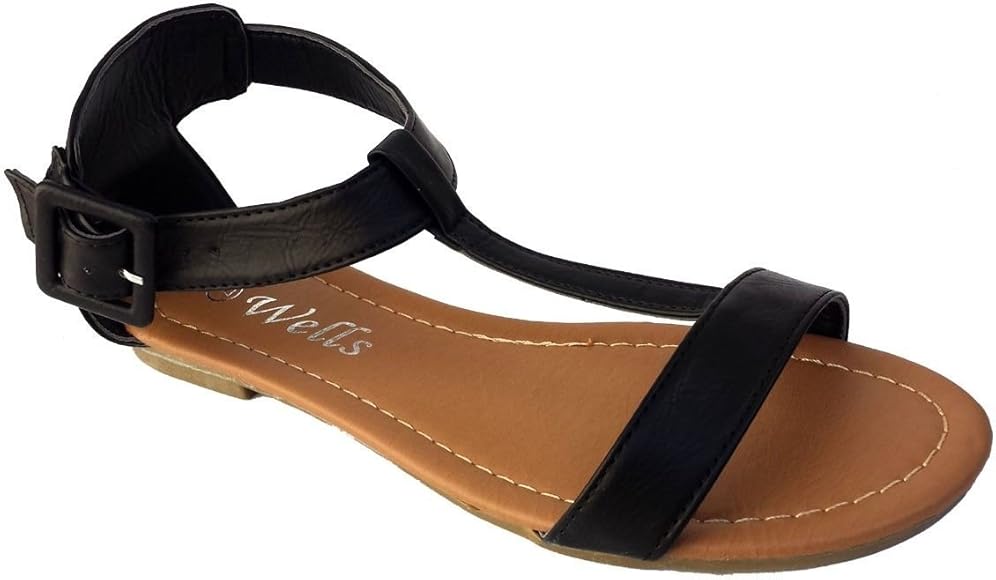 amazon women's black flat sandals