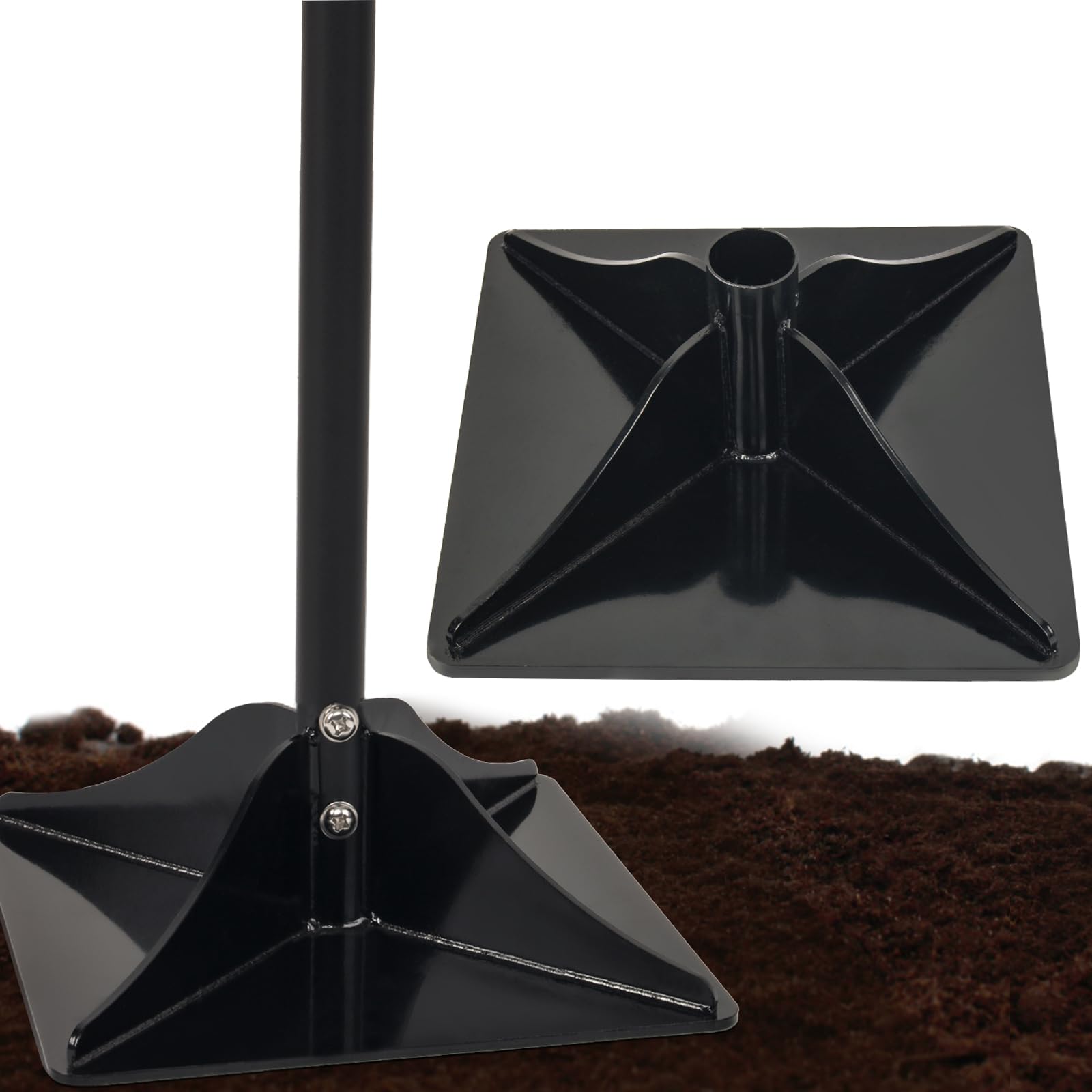 Photo 1 of MomiBy Steel Tamper, 10'' x 10'' Garden Ground Tool, Durable Steel Handheld Tamper with 48 inch Handle, Garden Tools for Landscaping and Repair Work