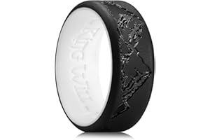 King Will Silicone Rings For Men, Rubber Wedding Bands with Unique Mountain Peak Design Multiple Colors, 8mm Wide 2.2mm Thick, Comfort Fit Size 7-13