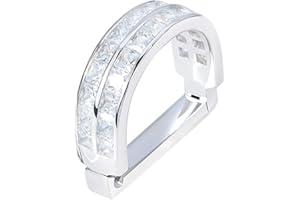 VVCOME Men's Classic Square Cubic Zirconia Tie Clips Tie Holder Crystal Necktie Ring Tie Tacks Accessories for Wedding Business with Gift Box