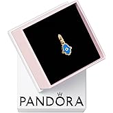 PANDORA Opalescent Blue Hamsa Hand Dangle Charm - Compatible with PANDORA Moments & ME - Gift for Her - Stunning Women's Jewelry - 14k Gold with Blue Opal - With Gift Box