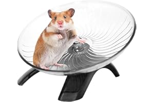 QWLWBU Hermit Crab Climbing Toys, Hamster Wheel, Flying Saucer Silent Running Exercise Wheel for Hamsters, Gerbils, Mice, Hedgehog and Other Small Pets(Transparent Grey)