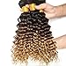 Ombre Curly Hair Bundles Brazilian Deep Wave 3 Tone Curly Weave Human Hair Unprocessed Ombre Hair Extensions 10 12 14inches Dark Roots Honey Blonde Ombre Brazilian Hair T1B/4/27