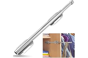 Creatyi 12.6" Stainless Steel Valet Rod Pull Out Valet Rods for Closet Heavy Duty Adjustable Rod,Clothing Hanging Drying Closet Storage Organizer for Bedroom Laundry Room Bathroom (Chrome)