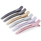 AIMIKE Morandi Hair Clips for Styling Sectioning, Duck Bill Clips for Women | Clips for Roller &amp; Hair Cutting, 4.3" Long Hair Clips for Thin Thick Hair, Salon &amp; Home Clips w/ No-Crease Silicone Band, 6pc