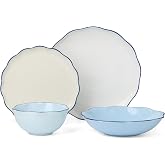 kate spade new york Garden Party Blue 16-Piece Dinnerware Set for 4 | dishwasher safe, microwave safe | plates and bowls sets for kitchen and dining | 10.75 inch plate, dish set