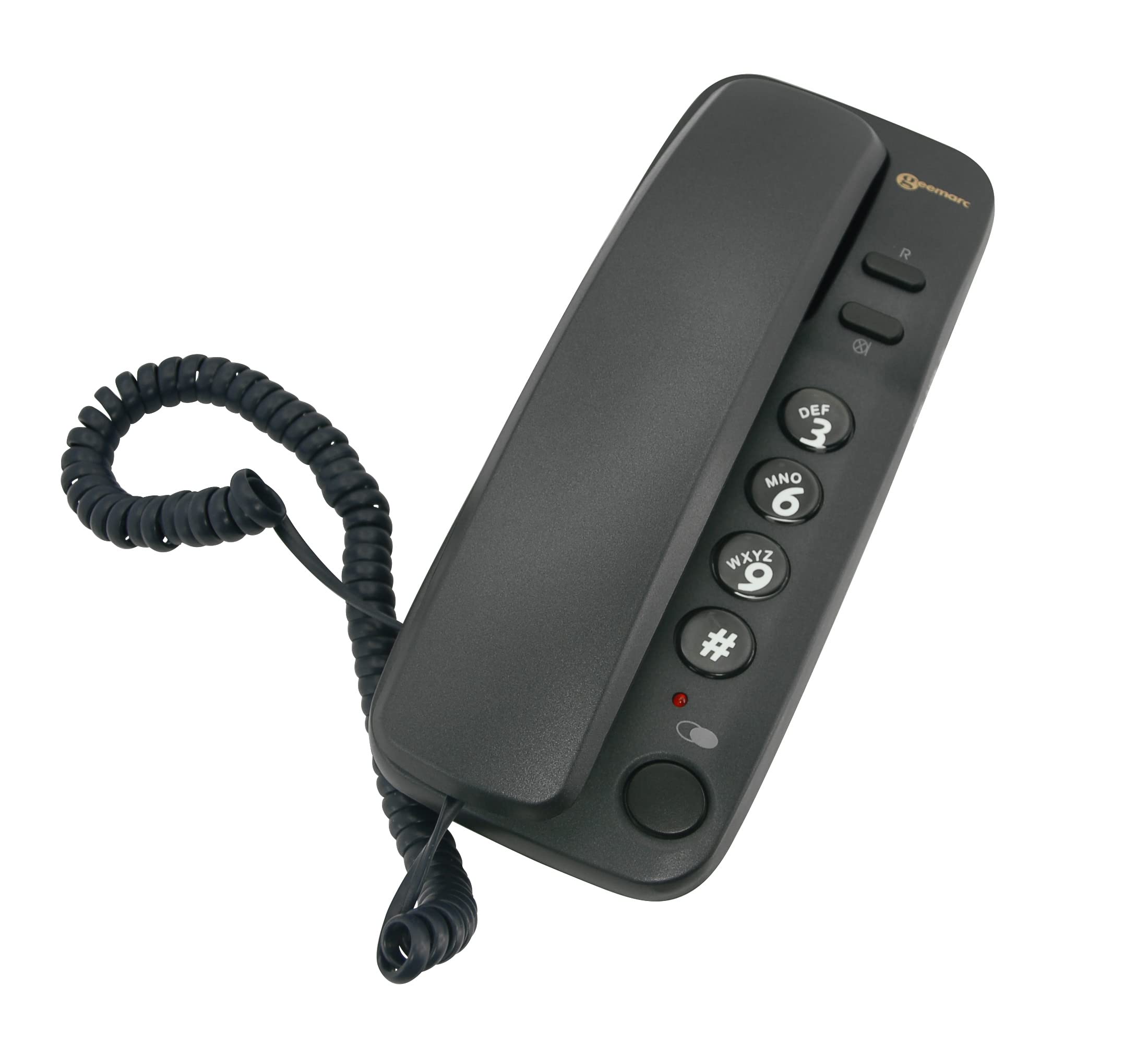 Geemarc Marbella - Gondola Style Corded Telephone with Large Buttons, Mute Function and Visual Ring Indicator - Wall Mountable - UK Version - Black
