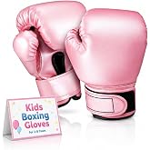 NUOBESTY Kids Boxing Gloves Pink Toddler Sparring Mitts for 3-8 Years | Soft Sponge Padding PU Punching Bag Gloves for Kickboxing, Muay Thai Training, Youth Girls Boys Practice at Home