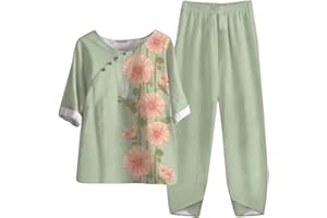 LITETAO Two Piece Outfits for Women 2023 Women's Casual Linen Button Shirt High Waist Loose Curvy Straight Leg Pant