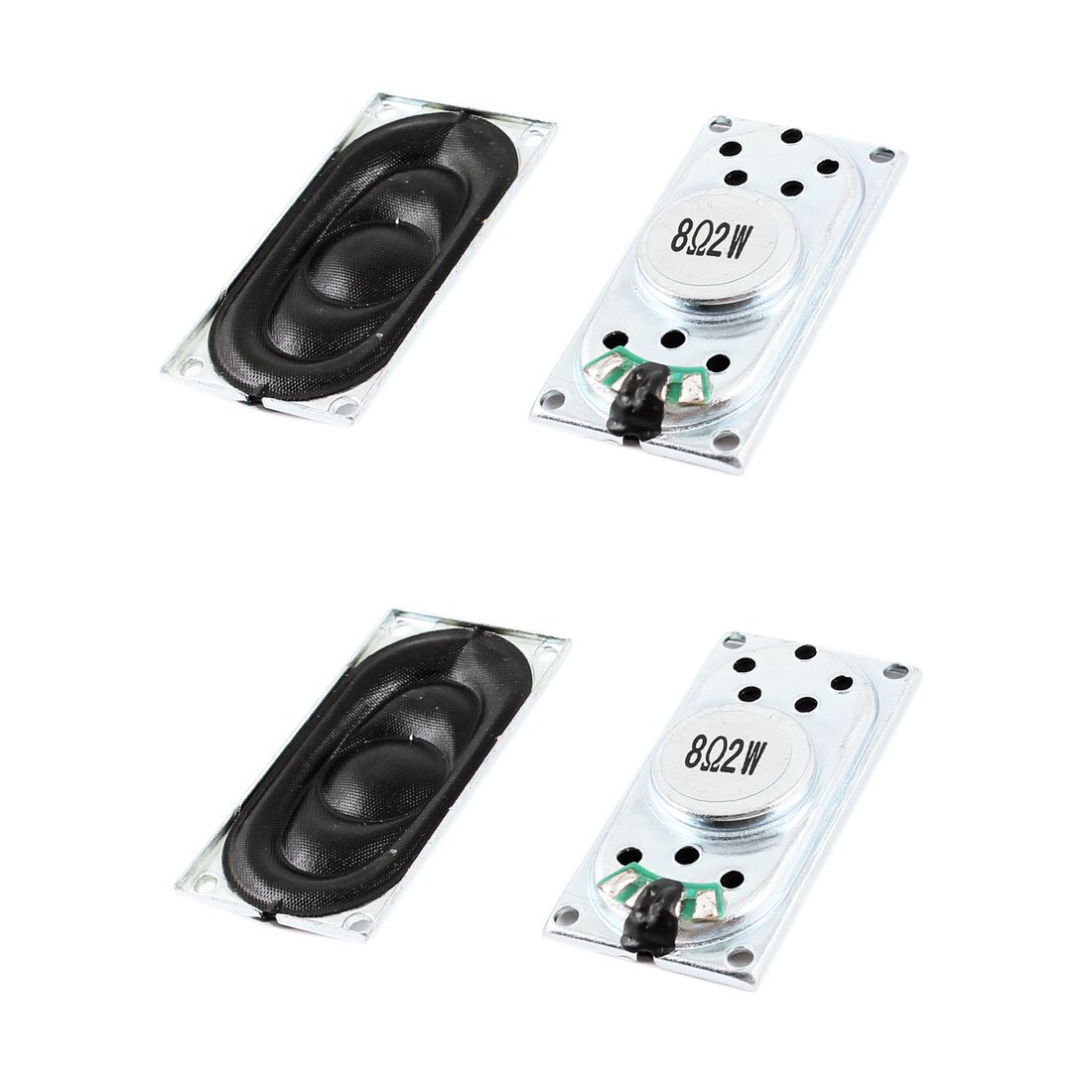 sourcing map 2W 8R 20mmx40mm Rectangle Internal Magnet Speaker Loudspeaker 4Pcs