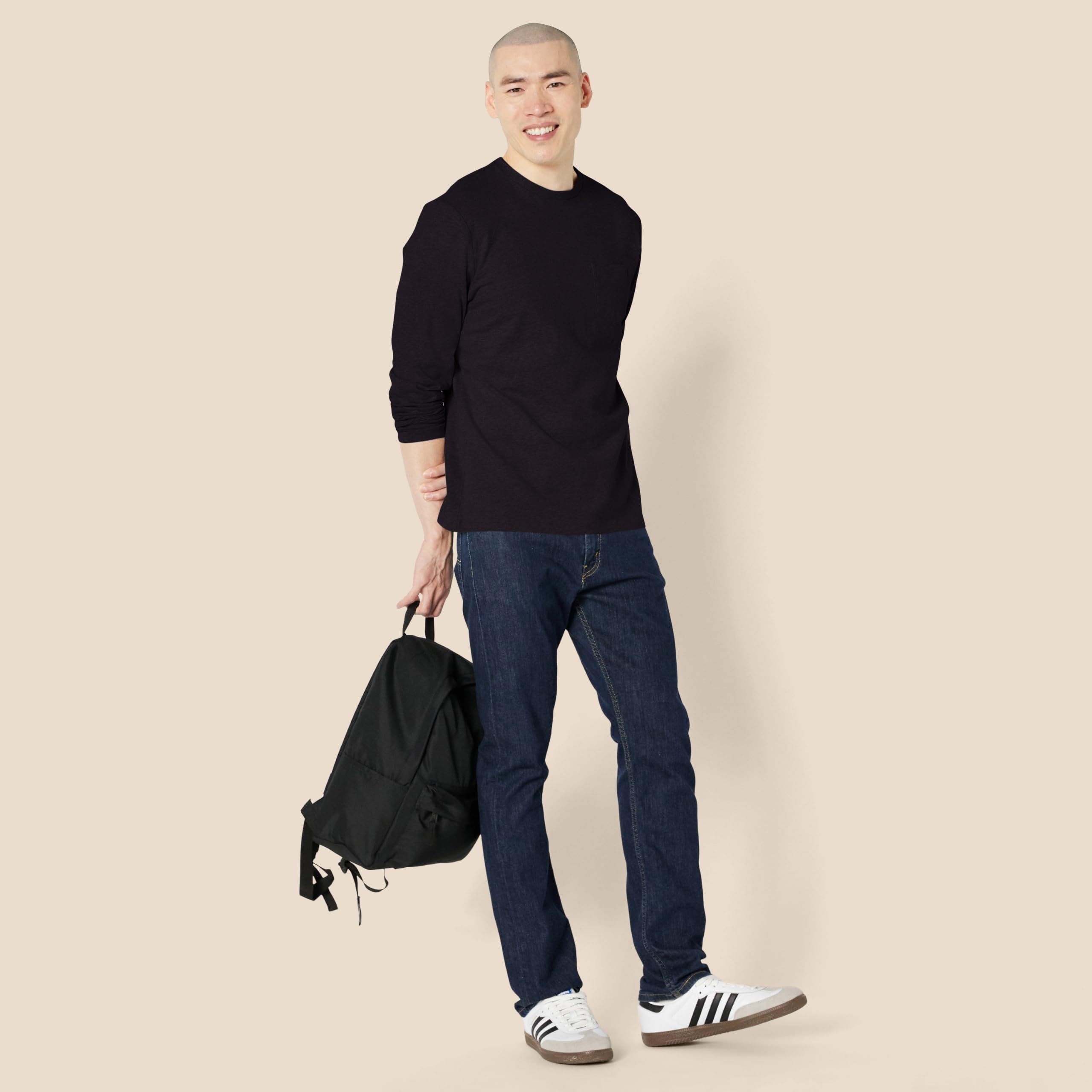 Amazon Essentials Men's Regular-Fit Crewneck T-Shirts, Long-Sleeve