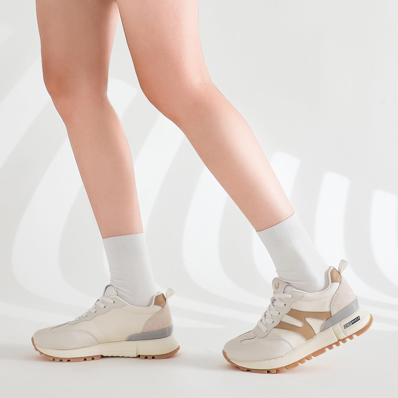 somiliss Sneakers for Women Genuine Leather Suede Patchwork Casual Lace Up Non-Slip Walking Shoes Comfortable Tennis Running Shoes Womens Fashion Sneakers