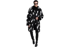 UMREN Men's Luxury Faux Fur Coat Jacket Winter Warm Long Coats Overwear Outwear