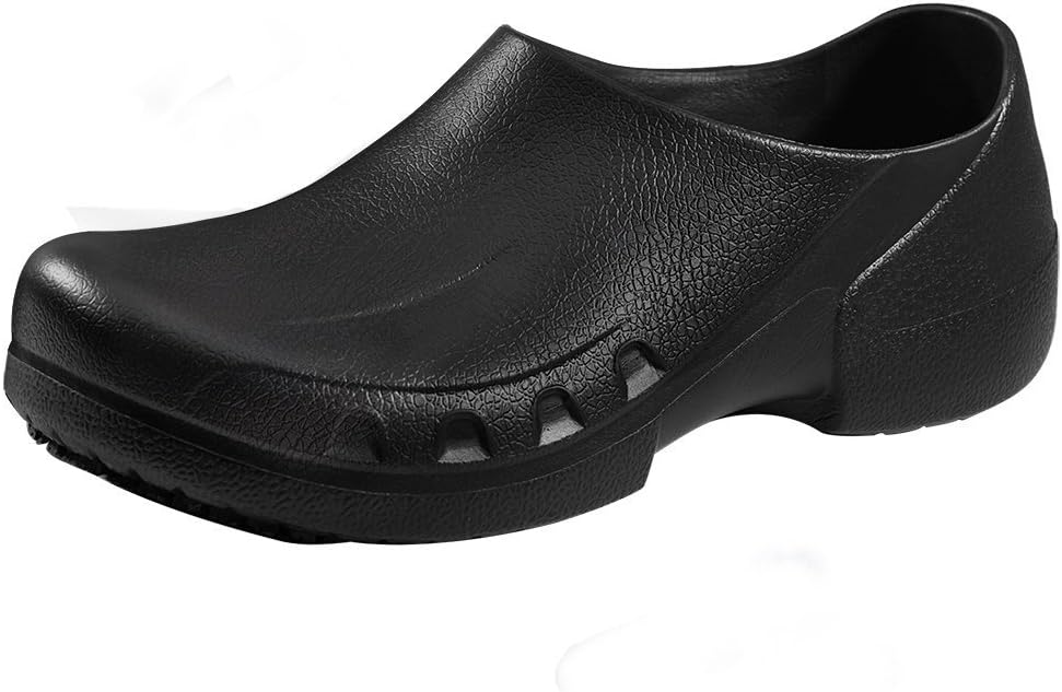 Slip Resistant Chef Clogs for Kitchen Non Slip Work Mule Shoes for Men Black