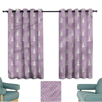 Amazon Com Agoza Window Curtain Panel Mauve Rabbit Pattern Kids