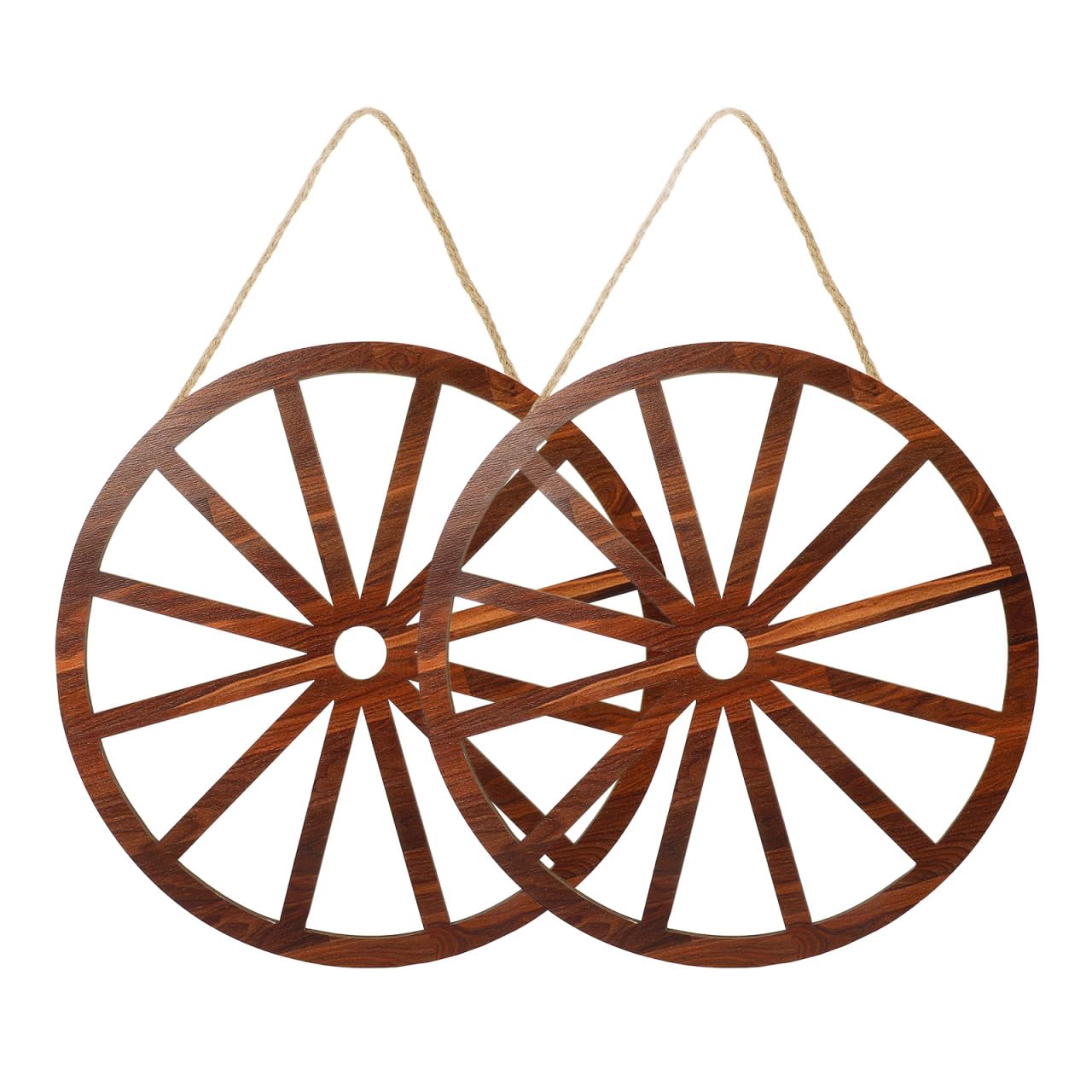 FOMIYES Wooden Wagon Wheel Wall Decor 11.3X24 Inch Vintage Rustic Western Party Decoration for Bar Garage Home Hanging Art