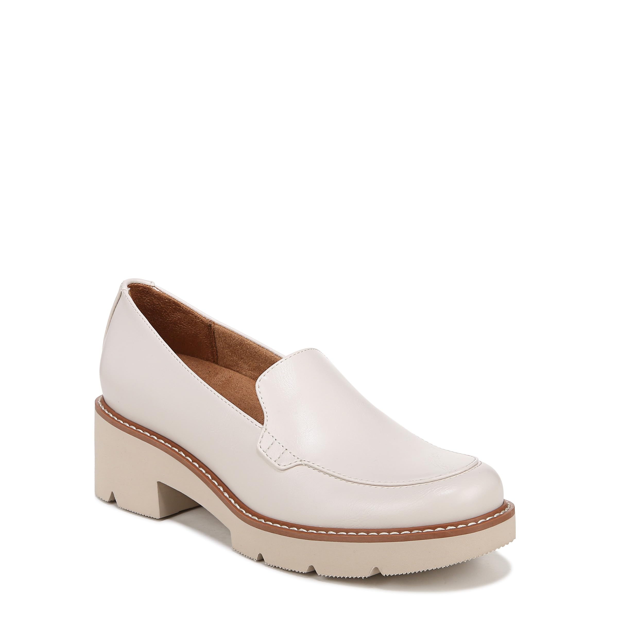 Naturalizer Women’s Cabaret Heeled Loafer Satin Pearl White Smooth 8 M