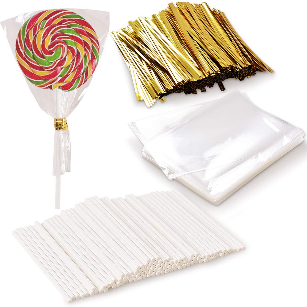 Newk 1000 PCS Lollipop Set - 100 Treat Sticks, 100 Bags, 800 Wire Lines