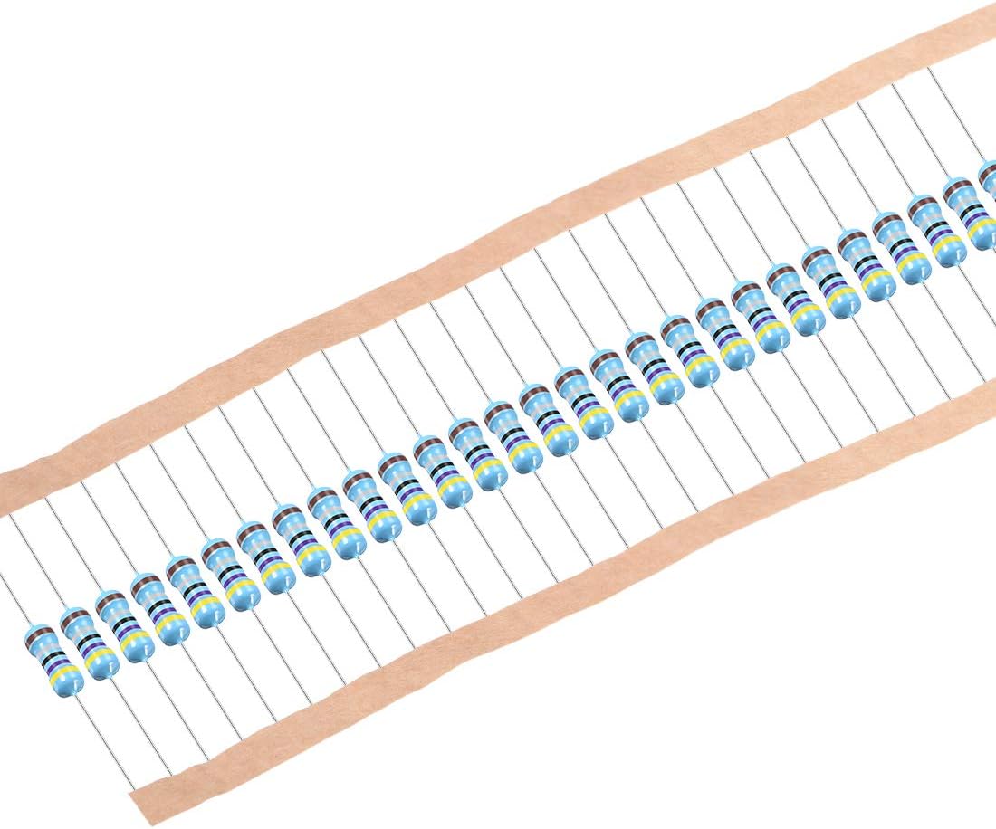sourcing map 100Pcs 4.7 Ohm Resistor, 1/2W 1% Tolerance Metal Film Resistors, Lead, 5 Bands for DIY Electronic Projects and Experiments
