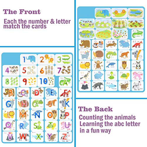 Wondertoys Wooden Alphabet and Number Puzzles Matching Letter Games Preschool Educational Toys Gift with 36 Flashcards and 36 Wooden Puzzles - Thumbnail 2